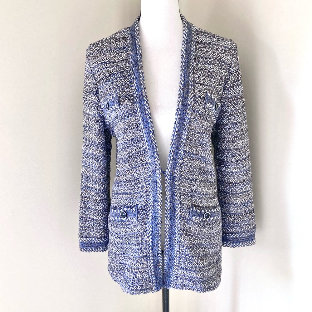 Chico’s Tweed Sweater Cardigan Jacket Size L - Picture 2 of 8